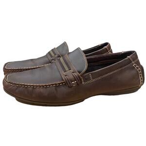 Steve Madden GRAB Brown Leather Loafers Moccasin Shoes Mens Sz 11M Preppy Casual